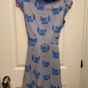 Fox dress—lined with tie waist